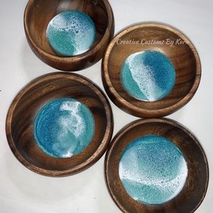 4 Acacia Wooden Bowls